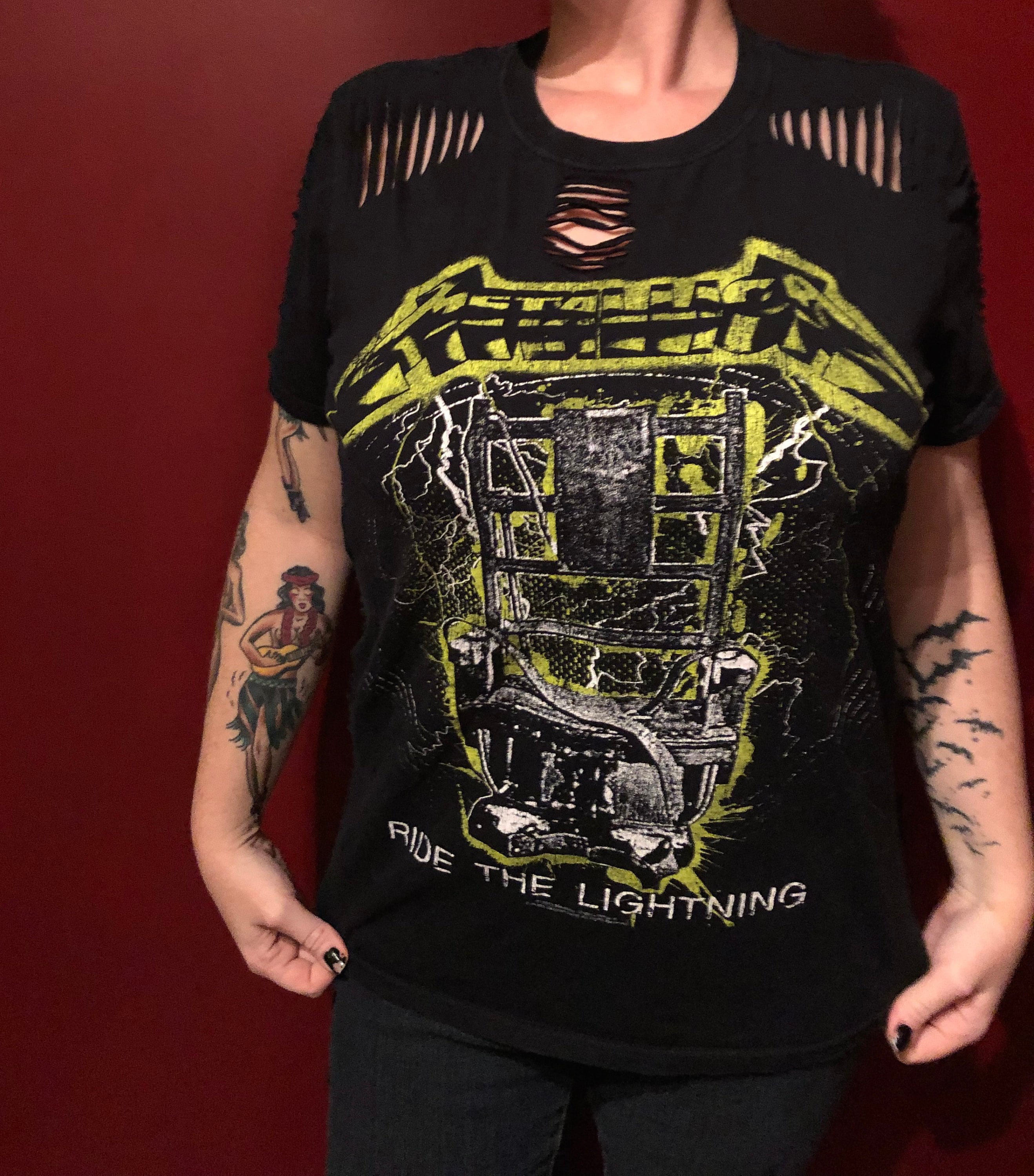 Distressed Metallica Band Shirt M Kirk Hammett Electric