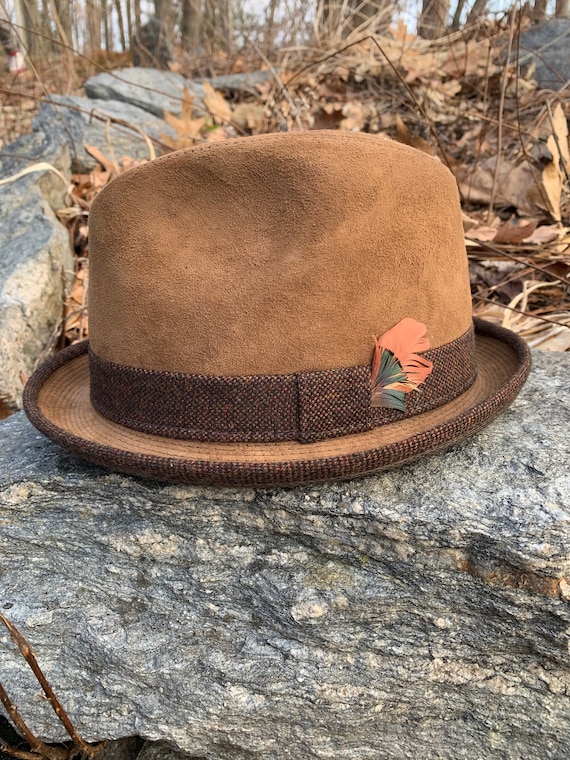 Vintage Suede Stetson 7 1/4 WPL 9667 - 30s 40s Fas