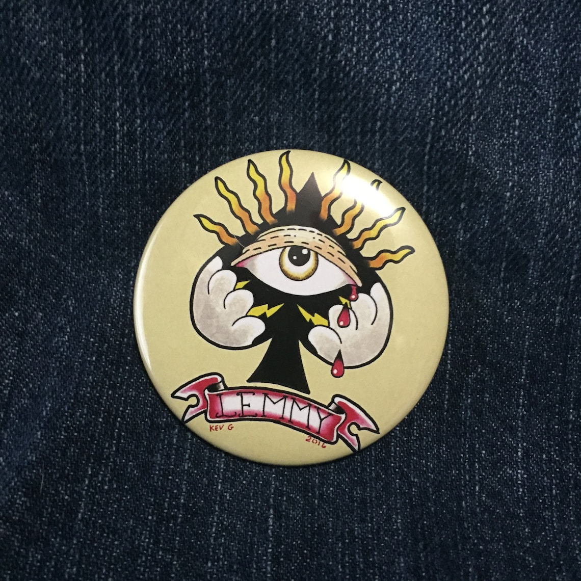 Ace of Spades Pin Badge pinback original artwork by Art BY Kev Etsy