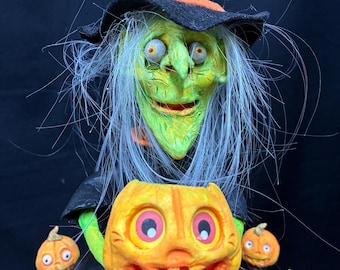 Halloween Mantle Witch Clock Light Up
