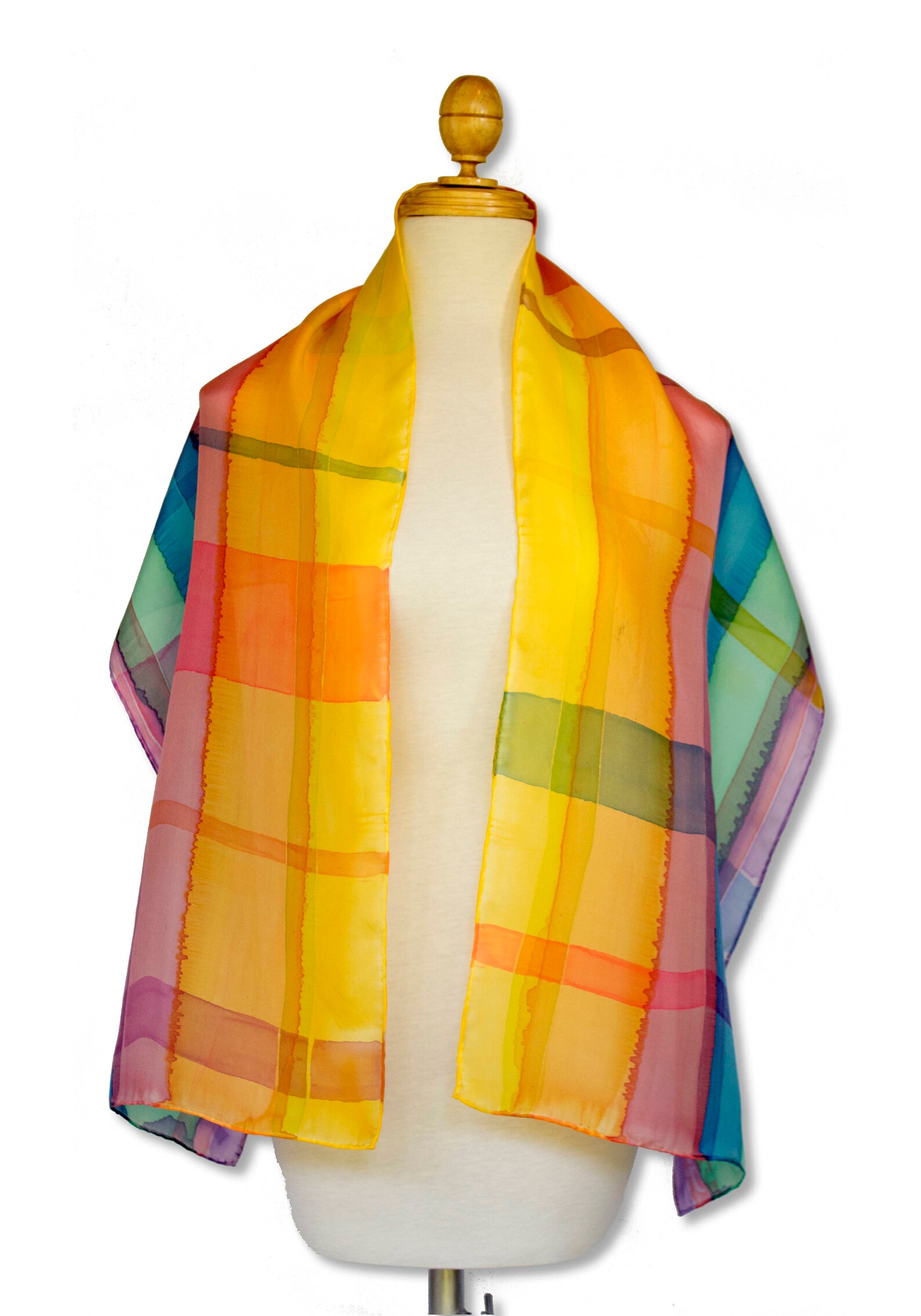 Long Silk Scarf Bright Scarf Colorful Scarf Hand Painted Etsy