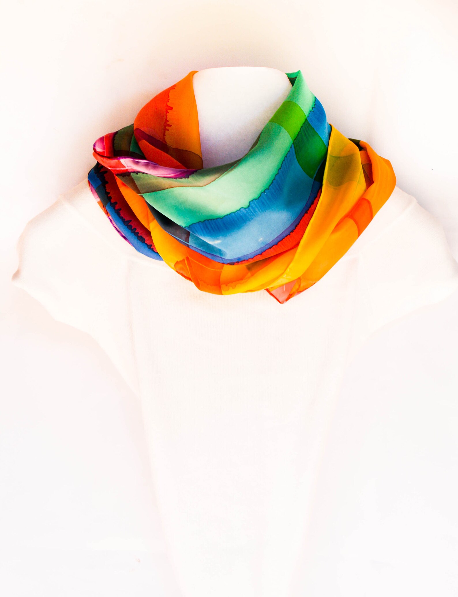 Long Silk Scarf Bright Scarf Colorful Scarf Hand Painted Etsy