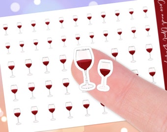 Red Wine Glass Planner Stickers