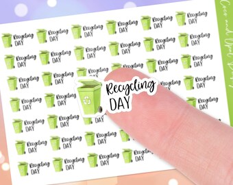 Recycling Day Icon and Text Script Planner Sticker Sheet