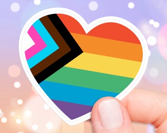 Rainbow Heart Progress Pride Sticker