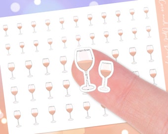 Rosé Wine Glass Planner Stickers in Small and Medium Sizes