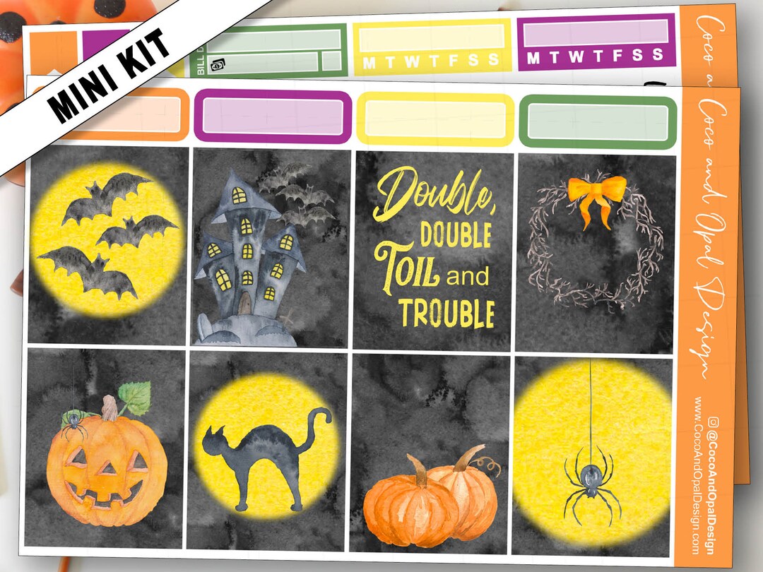 Halloween Mini Weekly Planner Sticker Kit for Erin Condren Vertical ...