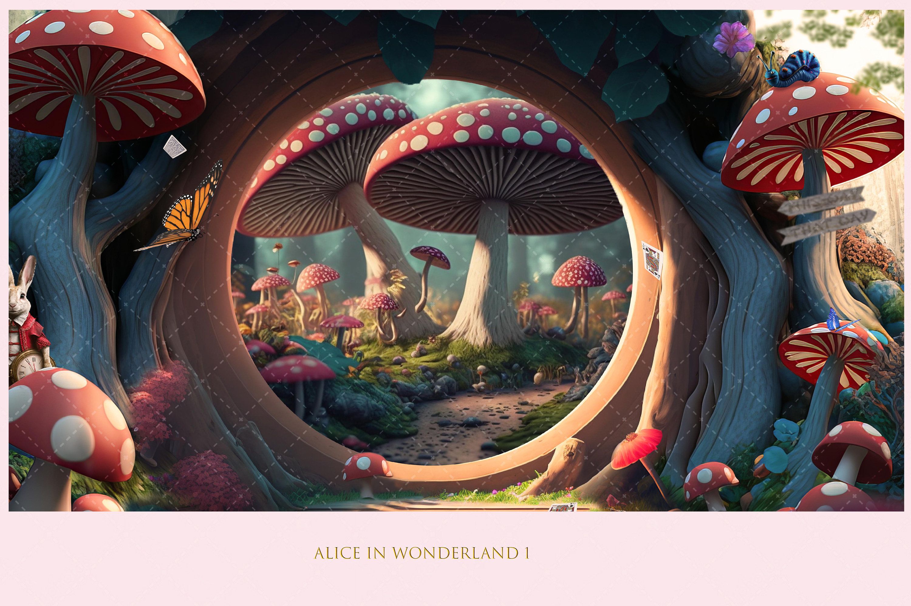 Alice Digital Backdrop - Wonderland Room - Trippy Wonderland Kitchen  Enchanted Room - JPG File - Wonderland Digital Background