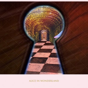 Alice in wonderland, Alice in wonderland backdrop, Alice in wonderland OVERLAY, fairytale, Keyhole, digital backdrop, digital background,
