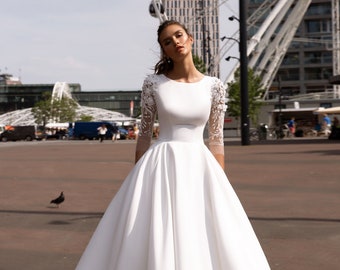 3 quarter length wedding dresses
