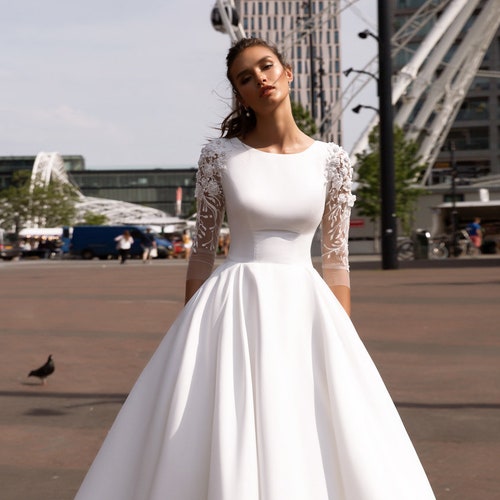 Ball Gown Wedding Dress Addillon 3/4 Sleeve Wedding Dress - Etsy