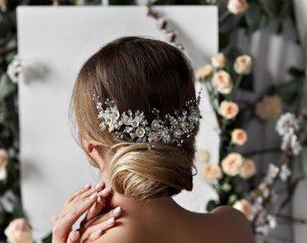 Swarovski Bridal wedding crystal hair comb  for bride Bridal hair vine piece Crystal large back head piece for bride