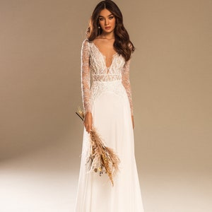Sheath wedding dress Lorelei, Cathedral wedding dress, Ivory wedding dress, lace wedding dress