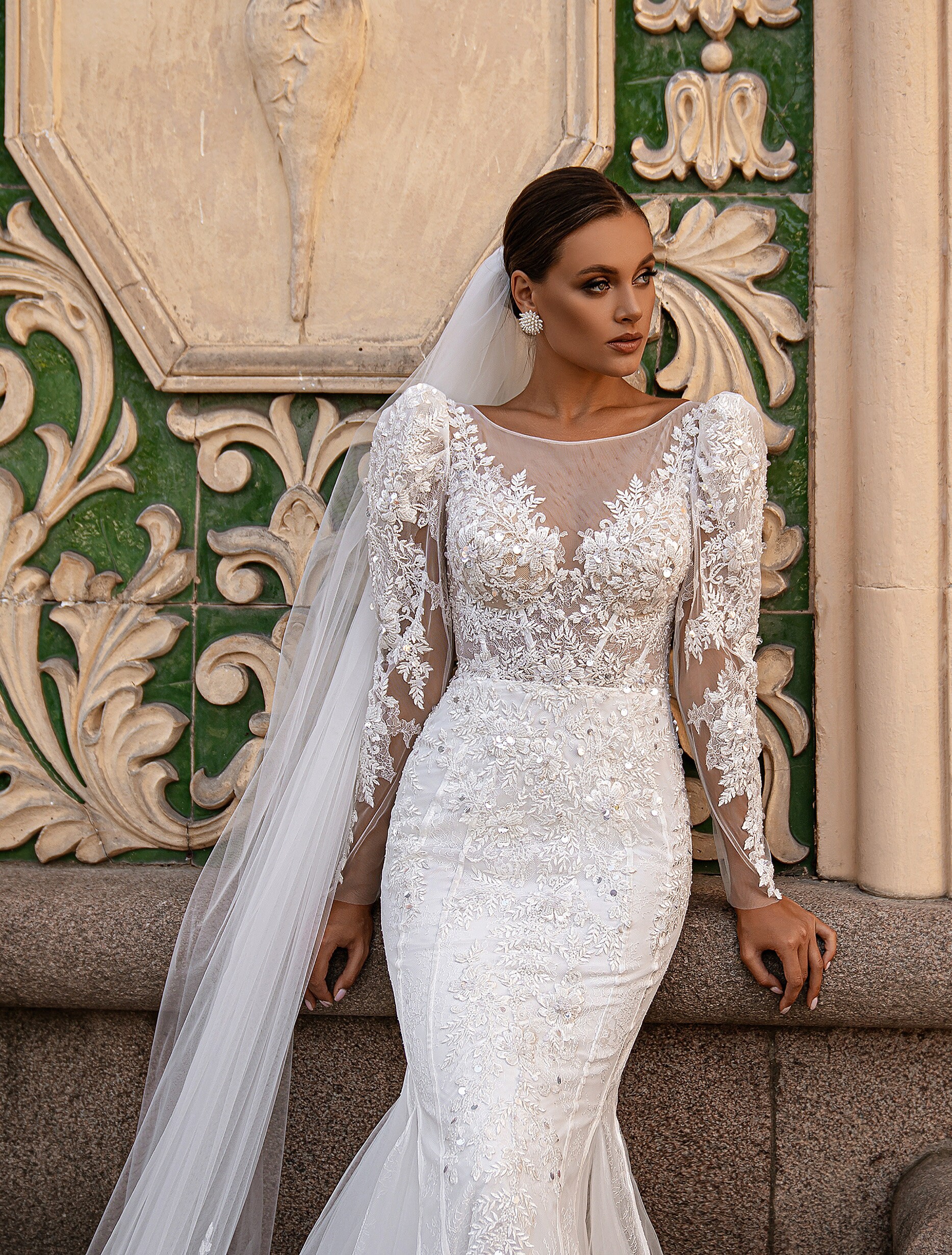 Lace Wedding Veil FN-056 118 Inches 