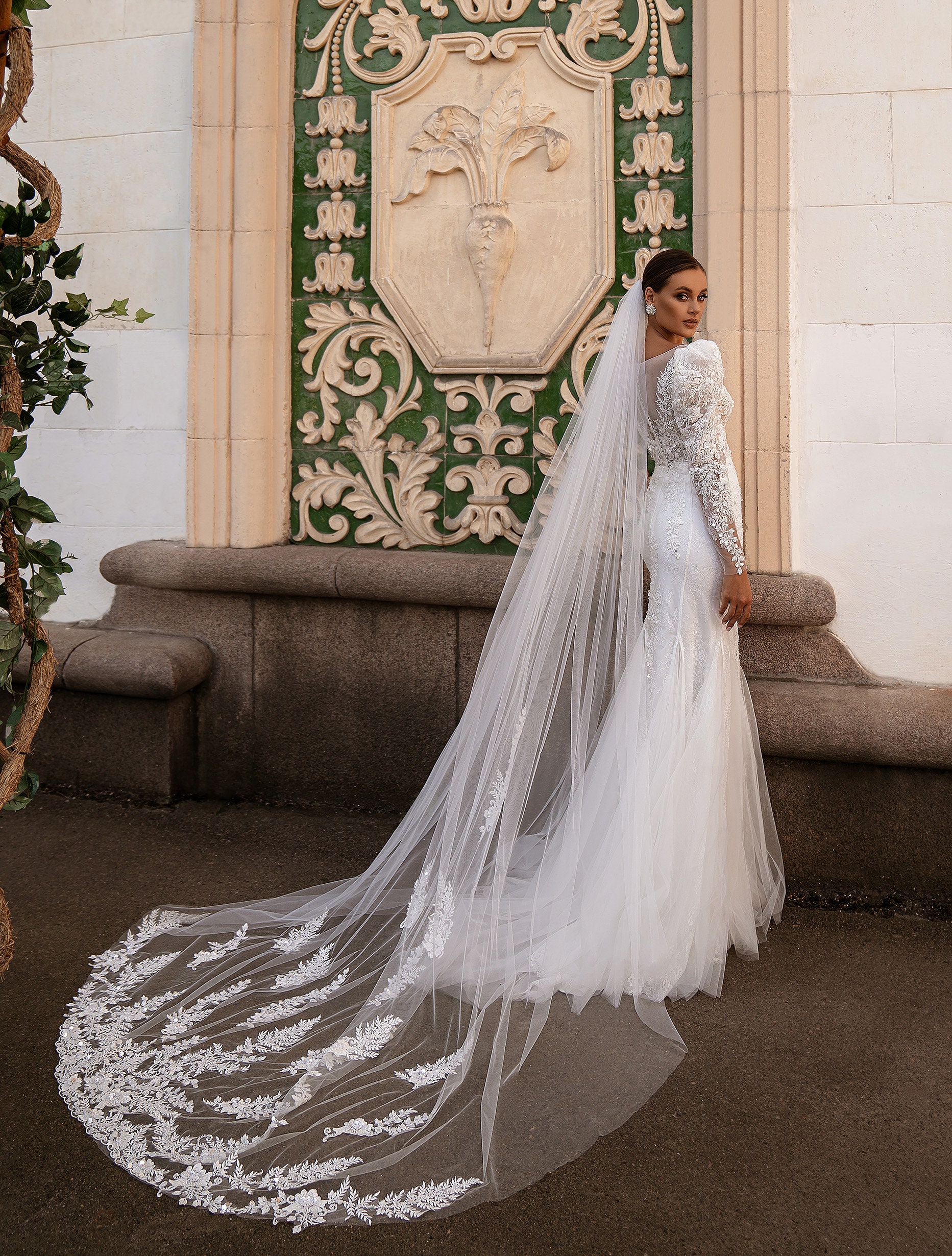 wedding dress with veil