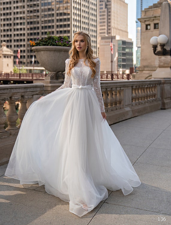 a line wedding dresses with sleeves