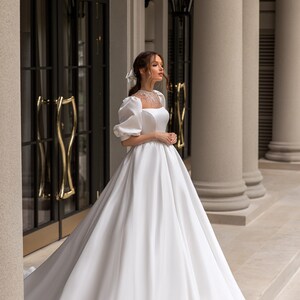 Ball gown wedding dress 5311, Satin wedding dress, Ivory wedding dress, Bridal gown image 1