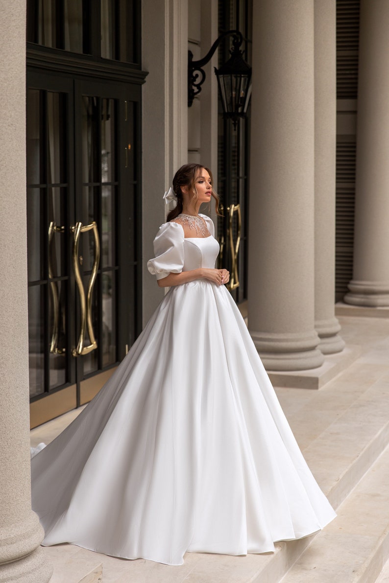 Ball gown wedding dress 5311, Satin wedding dress, Ivory wedding dress, Bridal gown image 1