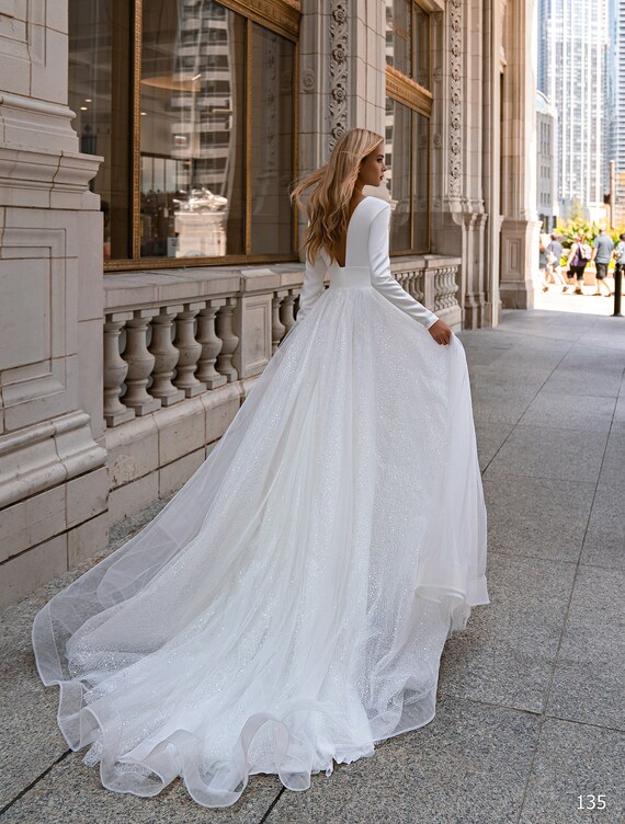 Cathedral Wedding Dress,open Back Wedding Dress,ball Gown Wedding