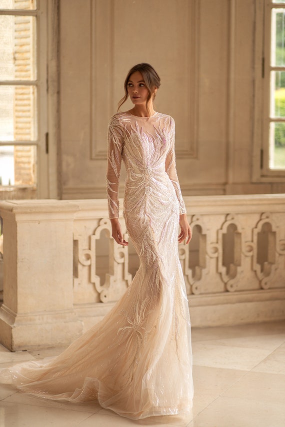 Mermaid Wedding Dress CT 018 Size 2 in Stock Cathedral Wedding