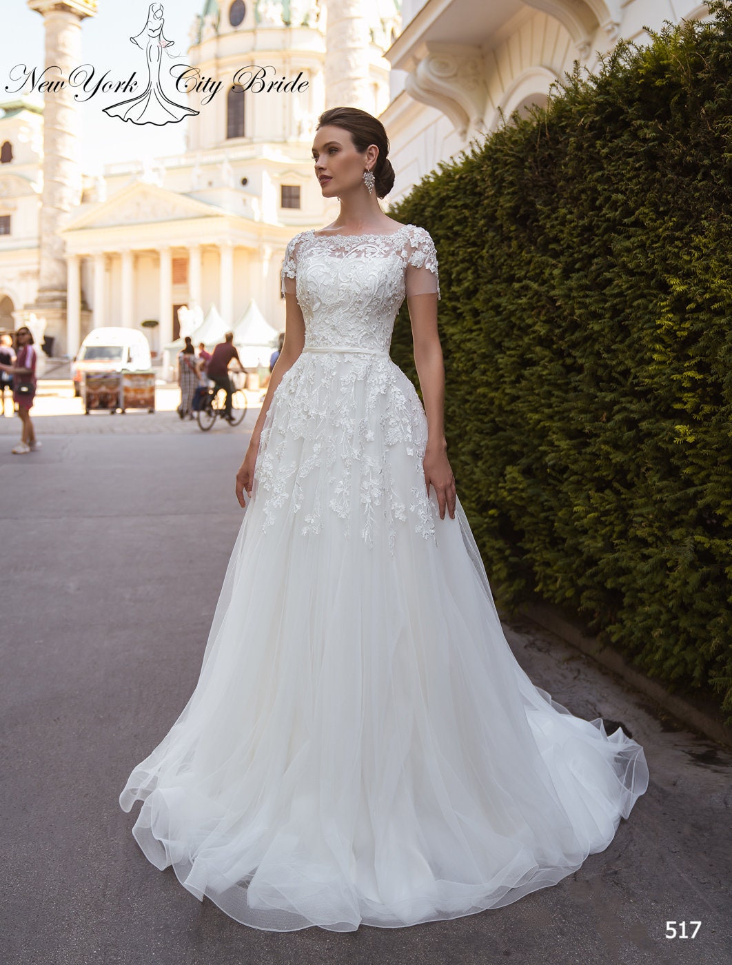 Short Sleeves Ivory Lace Bridal Wedding Dress Custom Size 0 2 4 6 8 10 12 