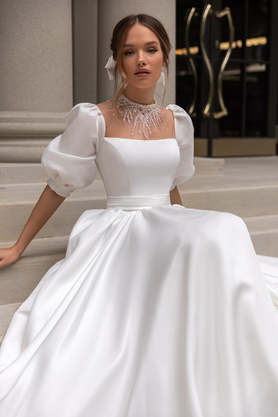 Simple Elegant Silk Wedding Dress Fern Wedding Dress