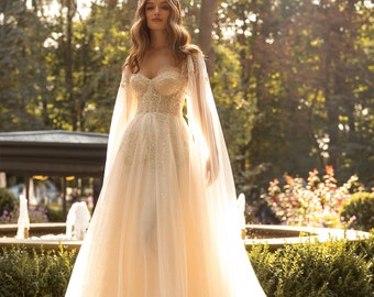 A-line wedding dress 5300, long sleeves wedding dress,  Ivory wedding dress, Bridal gown