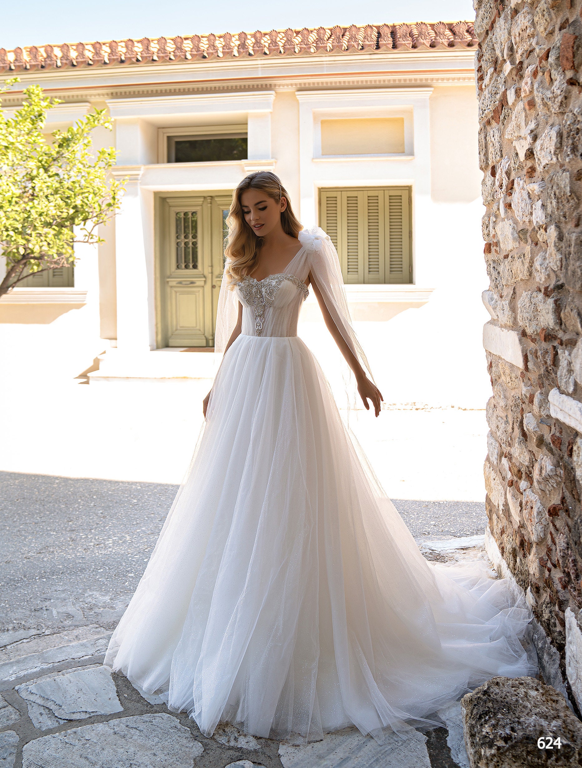 Ivory Lace Wedding Dress, Long-sleeve Button Back Long Train Gown, Open  Back, Lace & Chiffon. LUCY - Etsy