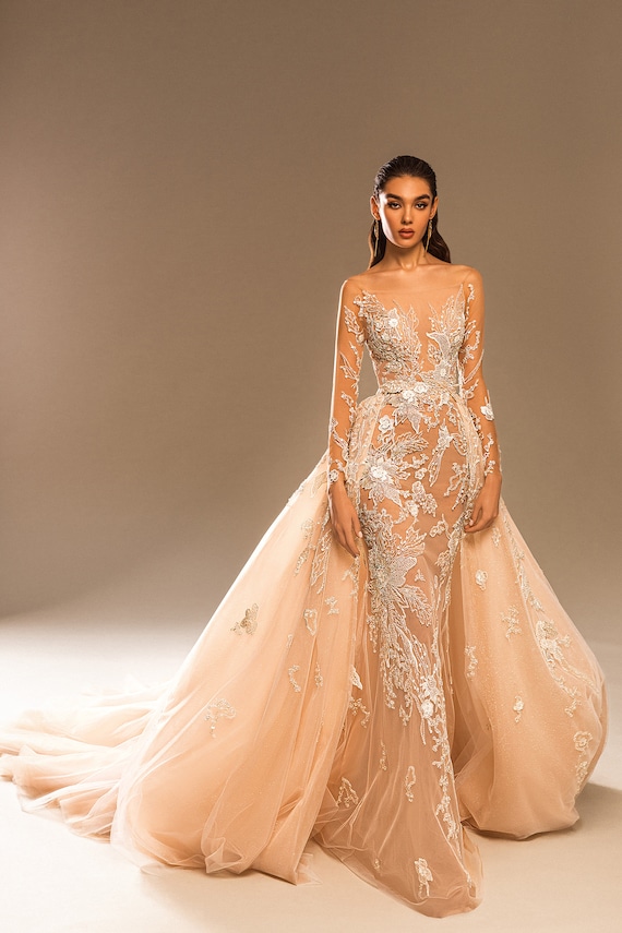 ivory sheath wedding dress