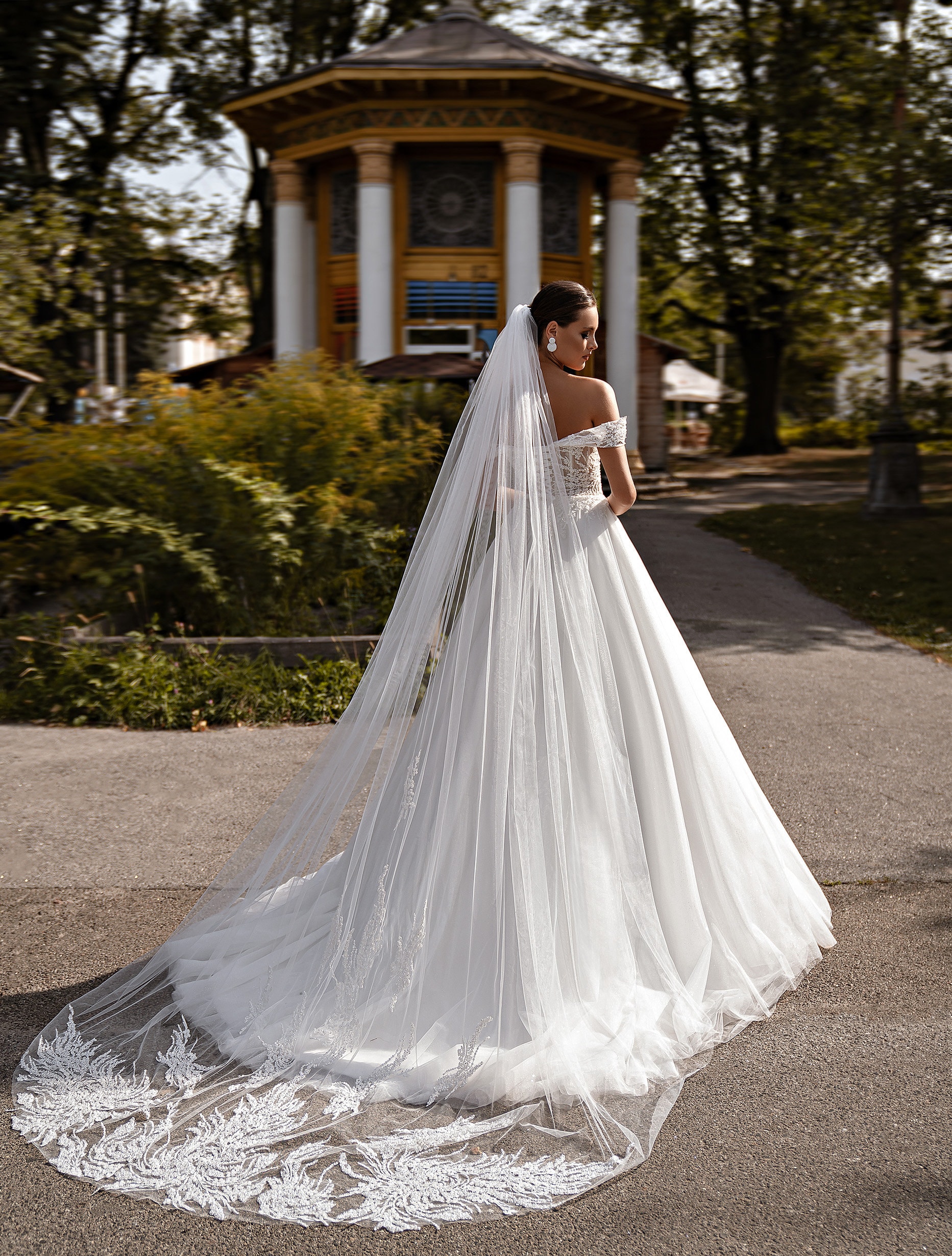 wedding dress with veil