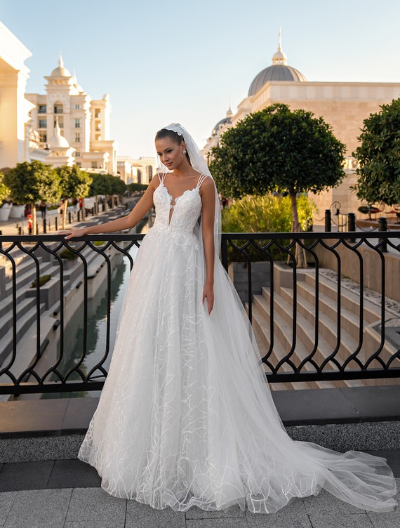Vestido de novia de línea A S-550-CARA vestido nupcial - Etsy México Vestido de novia de línea A S-550-CARA vestido nupcial - Etsy México
