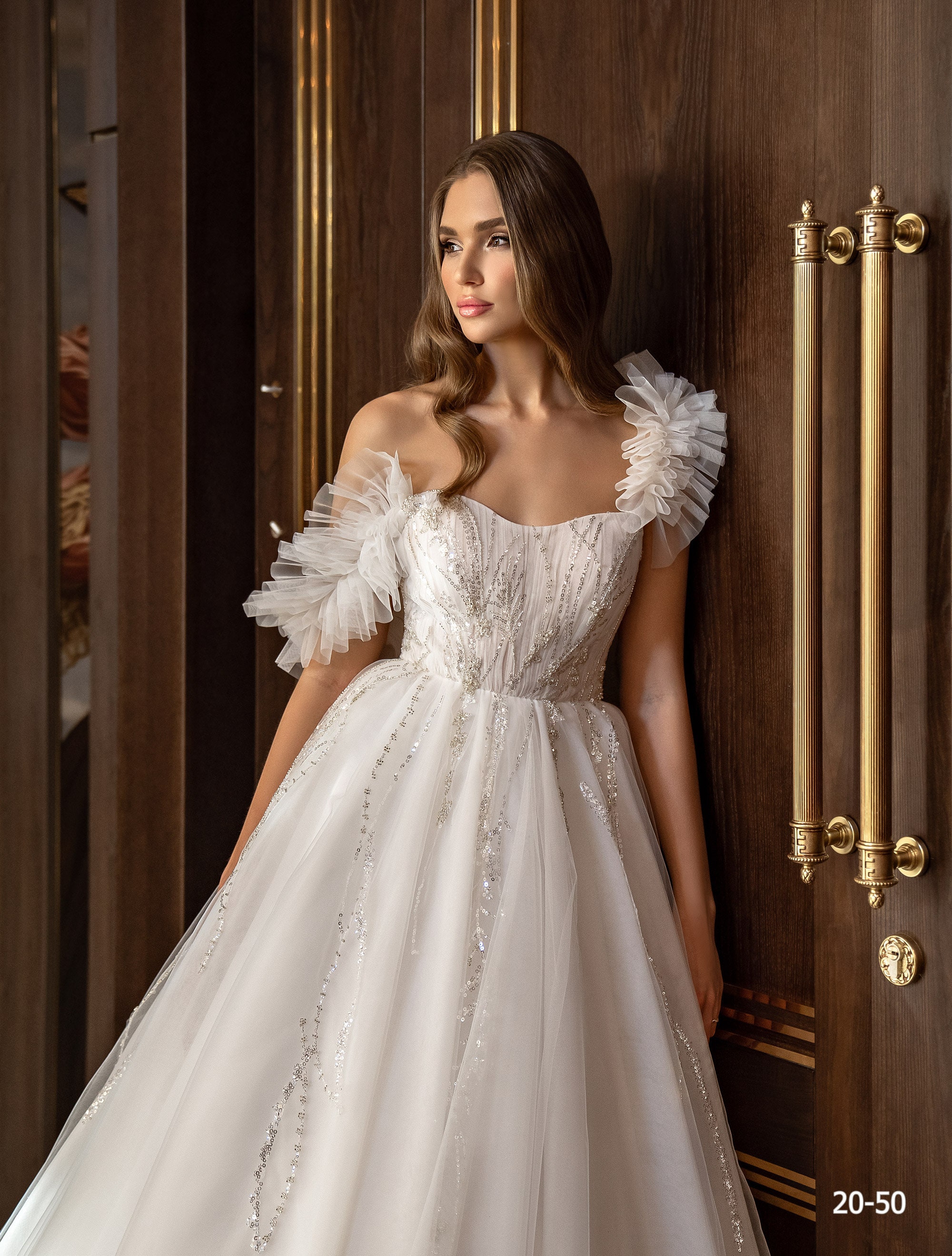 Lace wedding dress Solange A line wedding dress sequins | Etsy