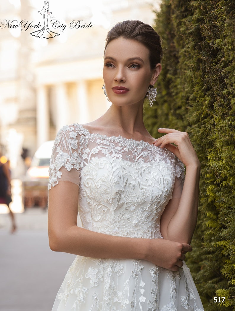 Aline Wedding Dress Kimber Short Sleeve Wedding Dress Etsy