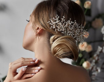 Swarovski Bridal wedding crystal hair comb  for bride Bridal hair vine piece Crystal large back head piece for bride
