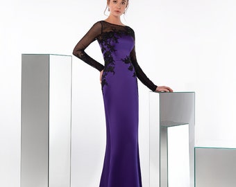 Evening dress EF-044, Lace evening dress, Long sleeves evening dress, Sheath evening dress