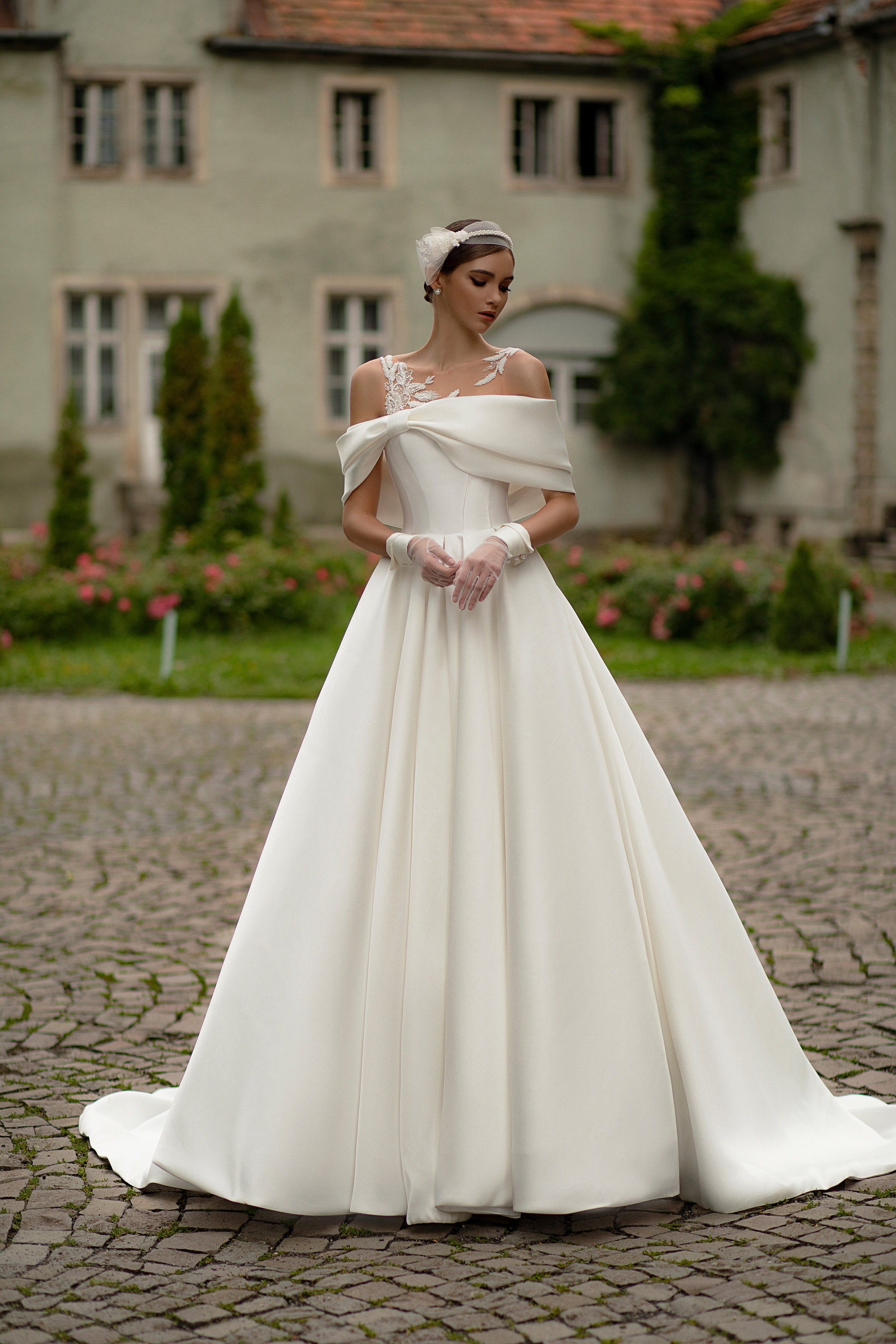 Vestido de novia de l nea A Siena Vestido de novia de sat n
