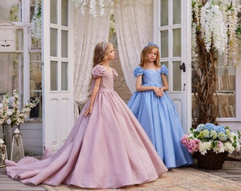 Ball gown girl dress 3642, Short sleeves girl dress,Sparkle girl dress