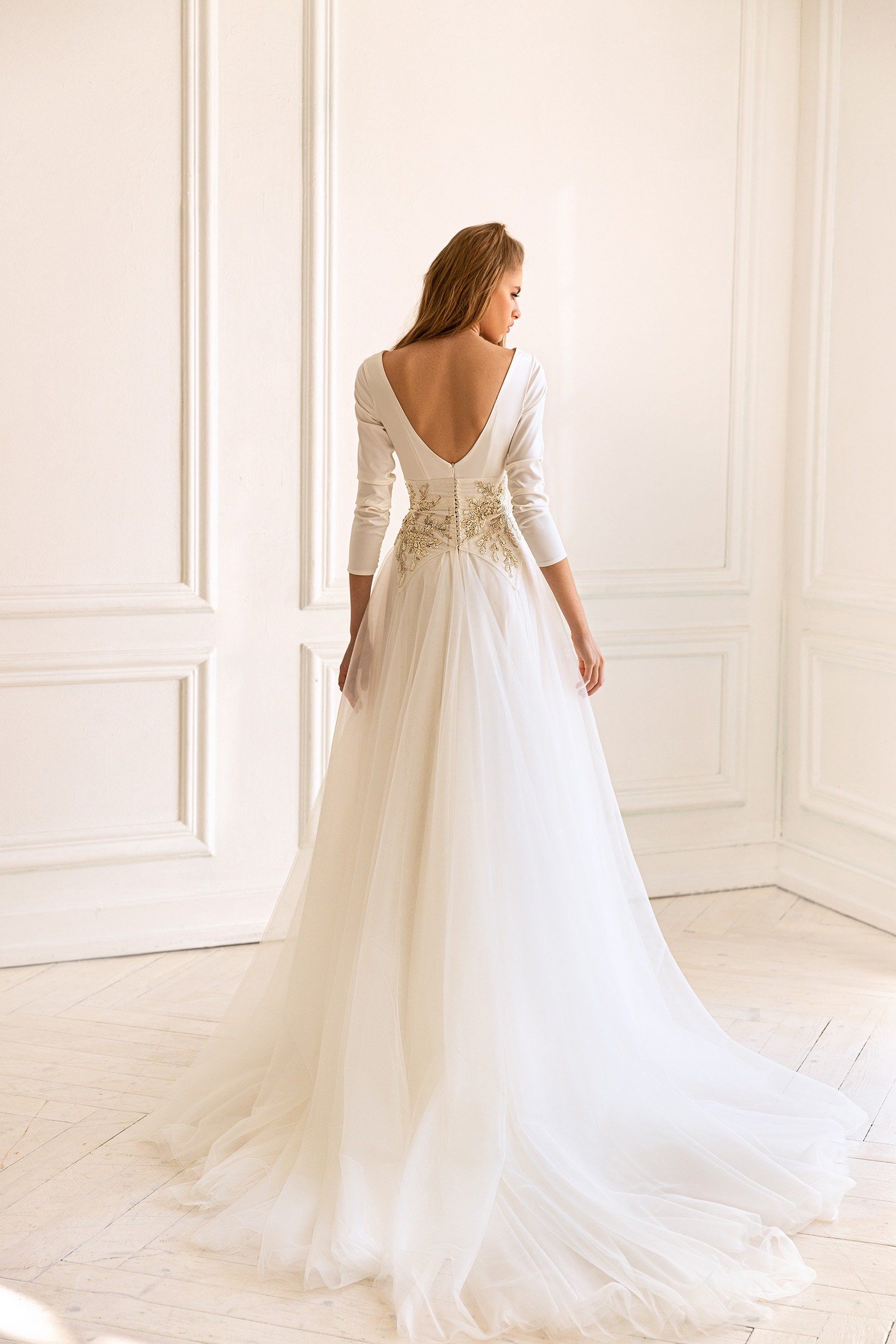 A-line Wedding Dress S-551-CHANEL Bridal Gown Lace Wedding 