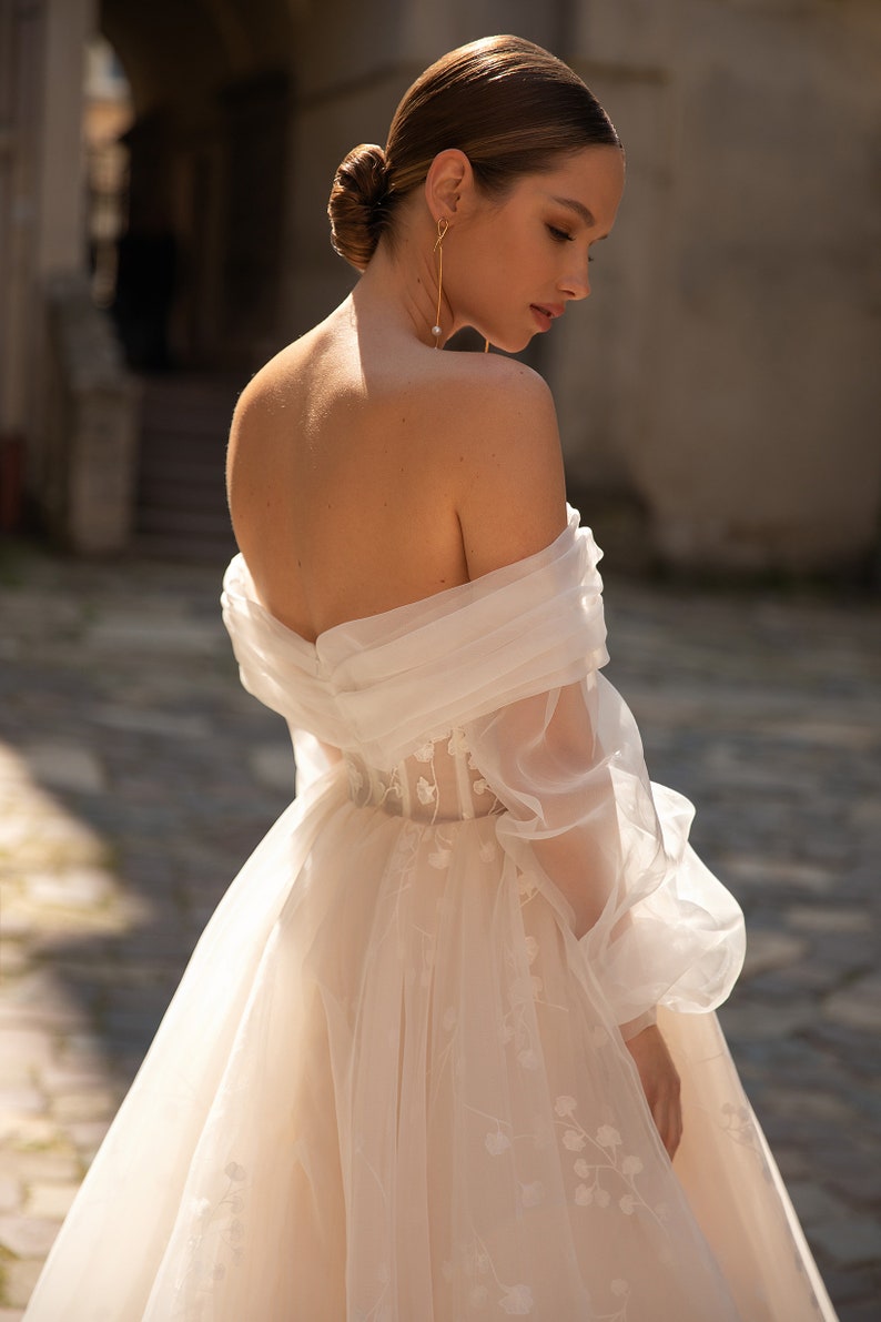 Ball gown wedding dress 5310, Off the shoulders wedding dress, Ivory wedding dress, Bridal gown image 5