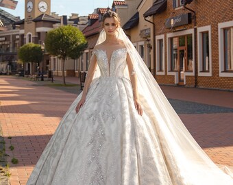 Ball Gown wedding dress ROYALTY,  Bridal gown, Lace wedding dress, Long sleeve wedding dress, Ivory wedding dress