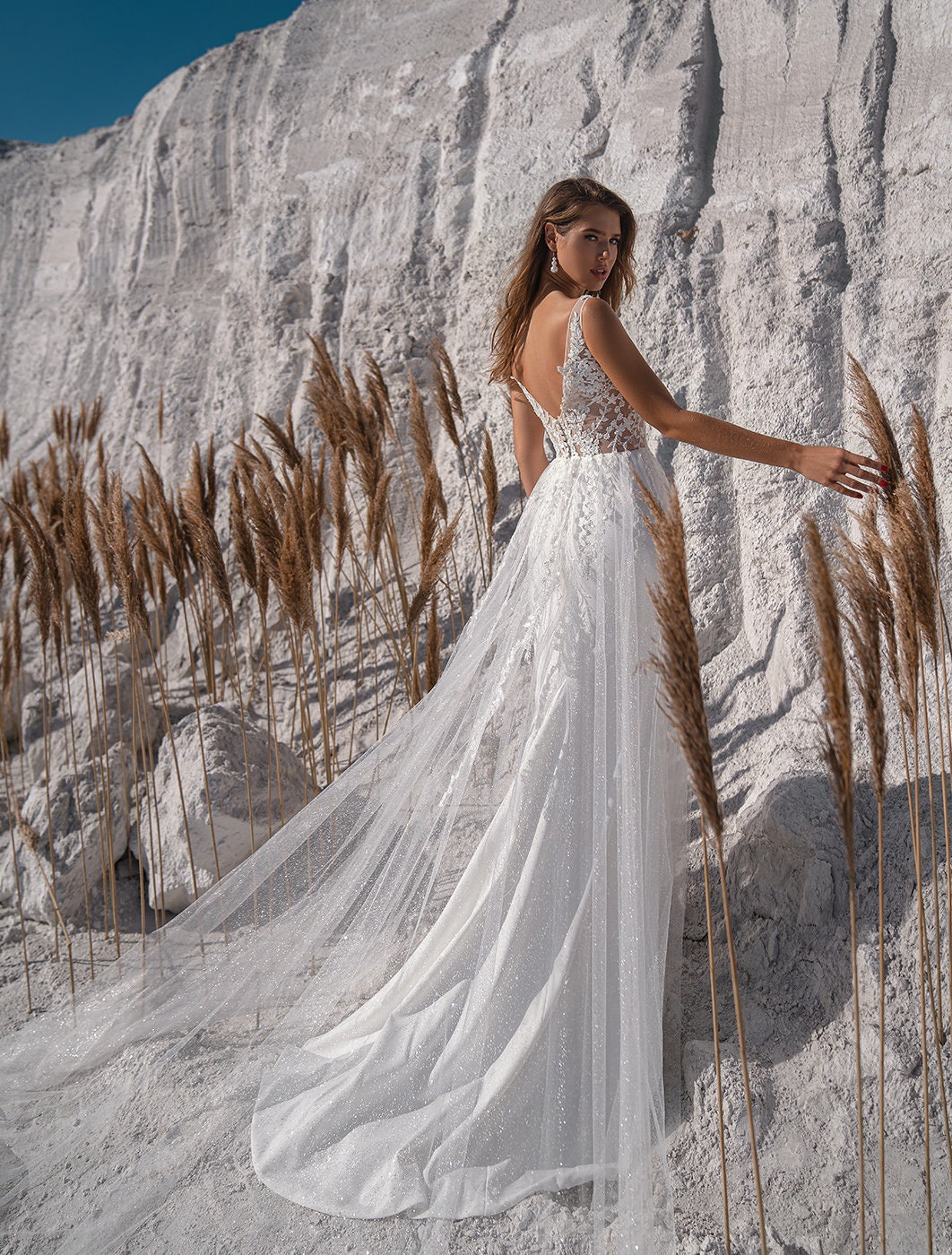 A-Linie Brautkleid EM-011 Spitze Brautkleid mit Schlitz - Etsy Schweiz