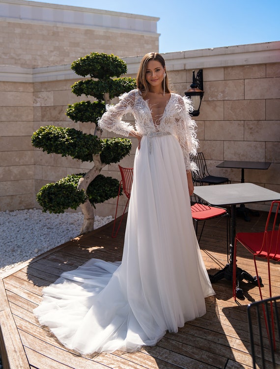 A-line Wedding Dress S-551-CHANEL Bridal Gown Lace Wedding -  Israel