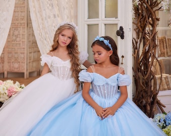 Ball gown girl dress 3647, Short sleeves girl dress,Sparkle girl dress