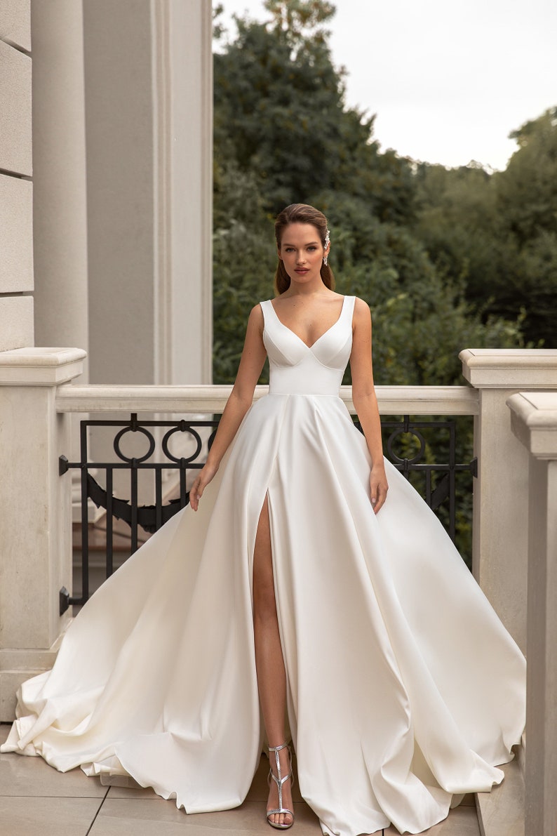 A-line wedding dress 5303, long sleeves wedding dress, Ivory wedding dress, Bridal gown image 5