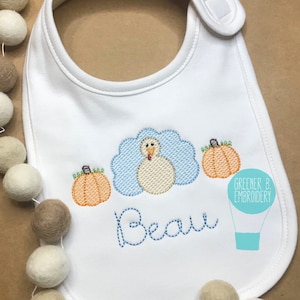 Personalized Thanksgiving Bib / Turkey Bib / Boy Pumpkin Bib / 1st Thanksgiving Bib / Baby Shower Gift / Personalized Bib / Monogrammed Bib