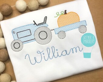 Boy Tractor Pumpkin Shirt Shirt / Personalized Thanksgiving Shirt / Pumpkin Embroidery / First Thanksgiving / Boy Thanksgiving Outfit