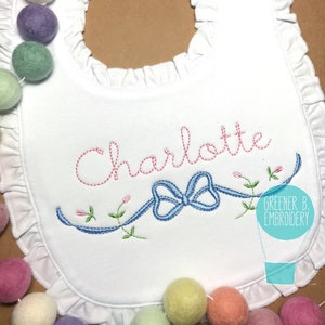 Personalized Girl Rose Bib / Bow Monogram Bib / Girl Personalized Bib / Monogramm Bib / Girl Floral Bib / Baby Shower Gift / Baby Girl Gift