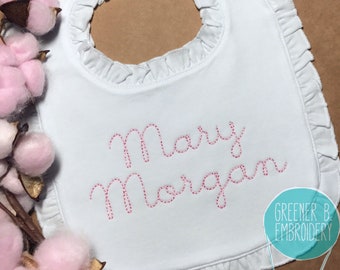 Personalized Bib / Monogrammed Ruffle Bib / Girl's Personalized Bib / Baby Shower Gift / Baby Girl Gift / Baby Monogram / Christening bib