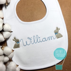 Baby Personalized Bib / Personalized Easter Bib / Baby Bunny Bib / First Easter Bib / Bunny Embroidery / Boy Personalized bib / Girl Bib