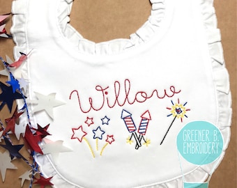 4th of July Bib / 1st Fourth of July Bib / Personalized Bib / Firecracker Bib / Baby Shower Gift / Baby Fourth of July / Patriotic Bib